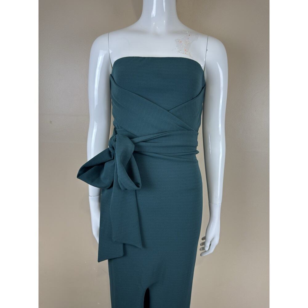 Lulus Teal Blue Strapless Maxi Dress With Split Front Hem Formal Gown XS NWT - Picture 3 of 15